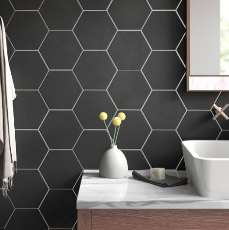 black hex tiles