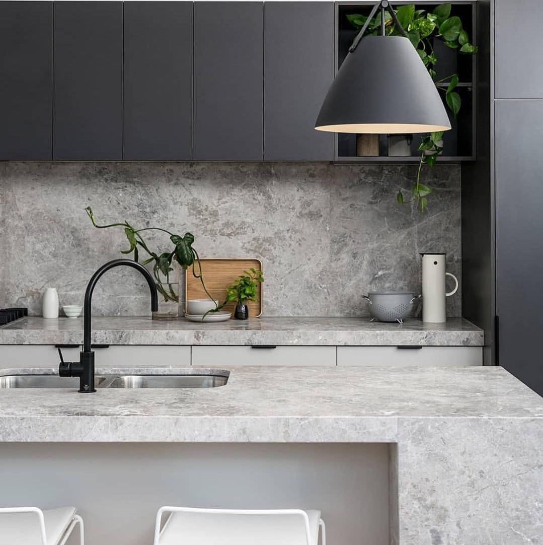 tundra grey marble kitchen