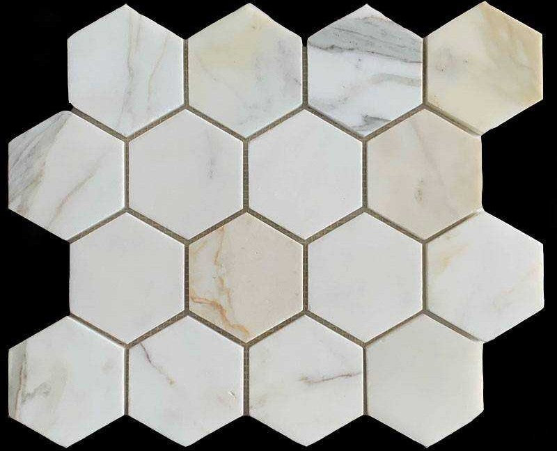 Hex Honed Marble Mosaic