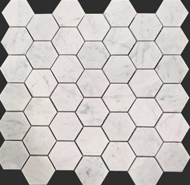 Carrrara Bianco Hex Honed Mosaic