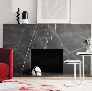 grigio marble fireplace