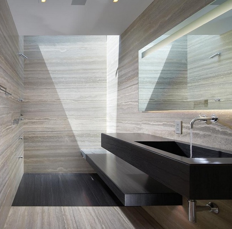 silver travertine bathroom