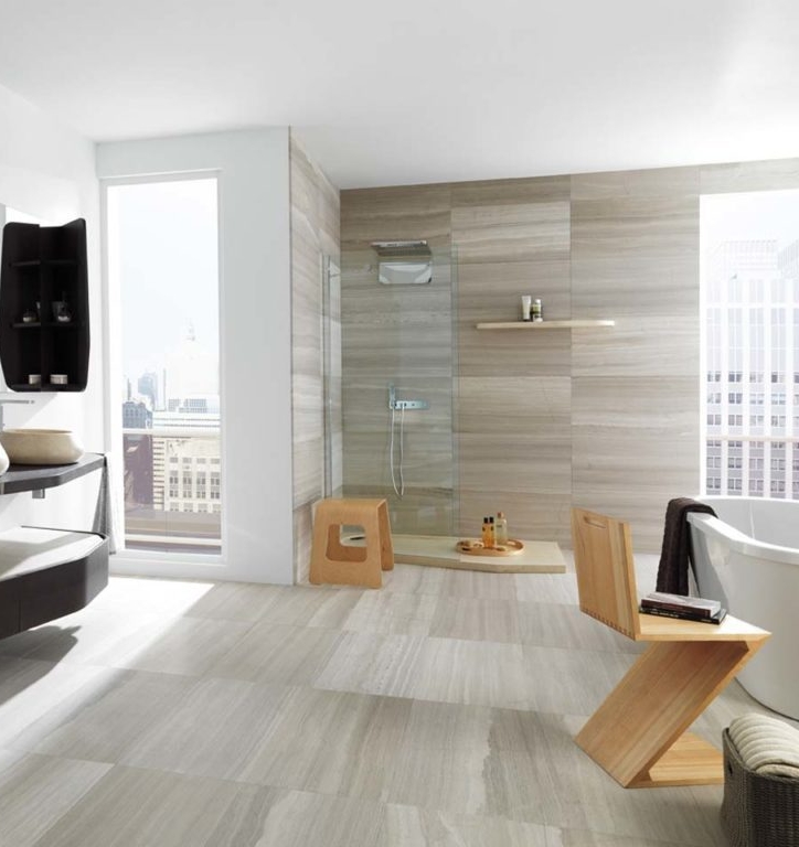 silver travertine bathroom